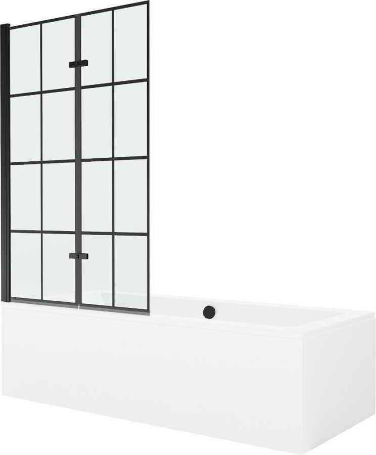 MEXEN/S Cube obdélníková vana 180 x 80 cm s panelem + vanová zástěna 100 cm